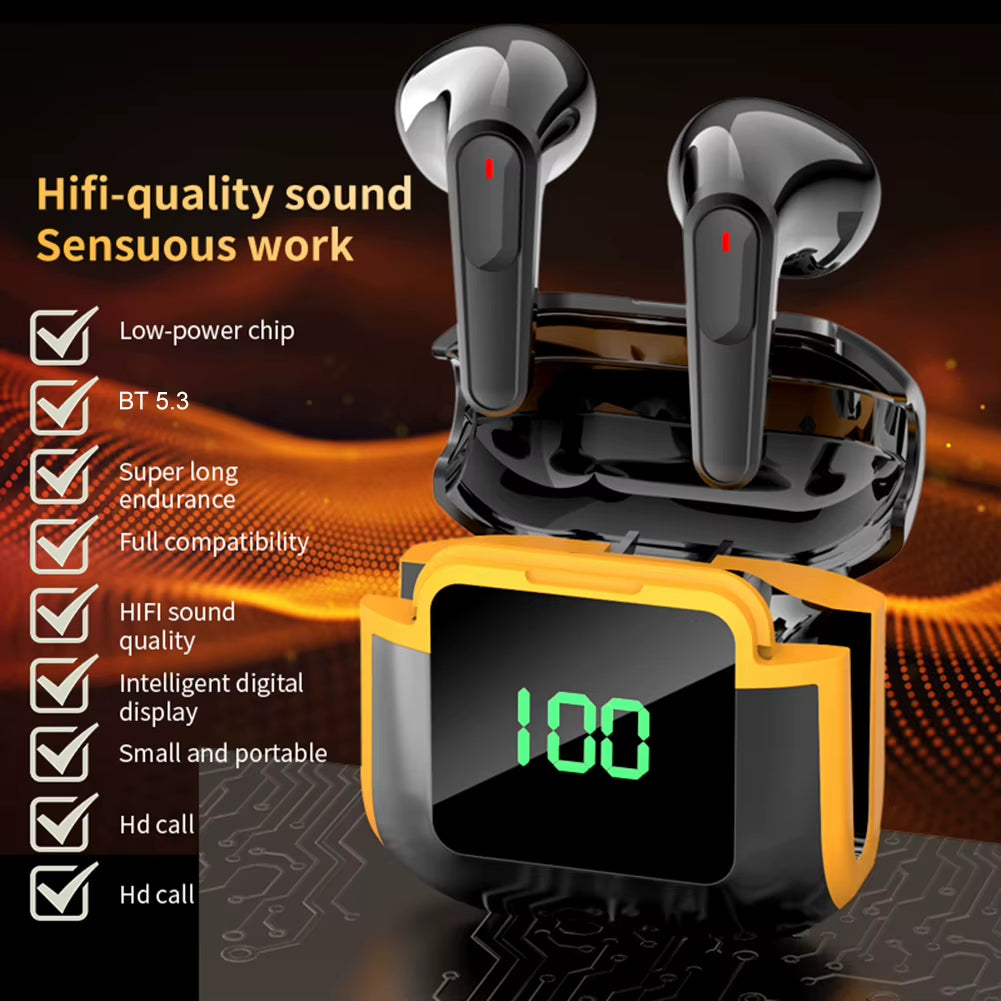 PRO 90 Noise Reduction Headphones Waterproof Bluetooth-Compatible Digital Display Smart Touch Large Battery Life Game Earphones