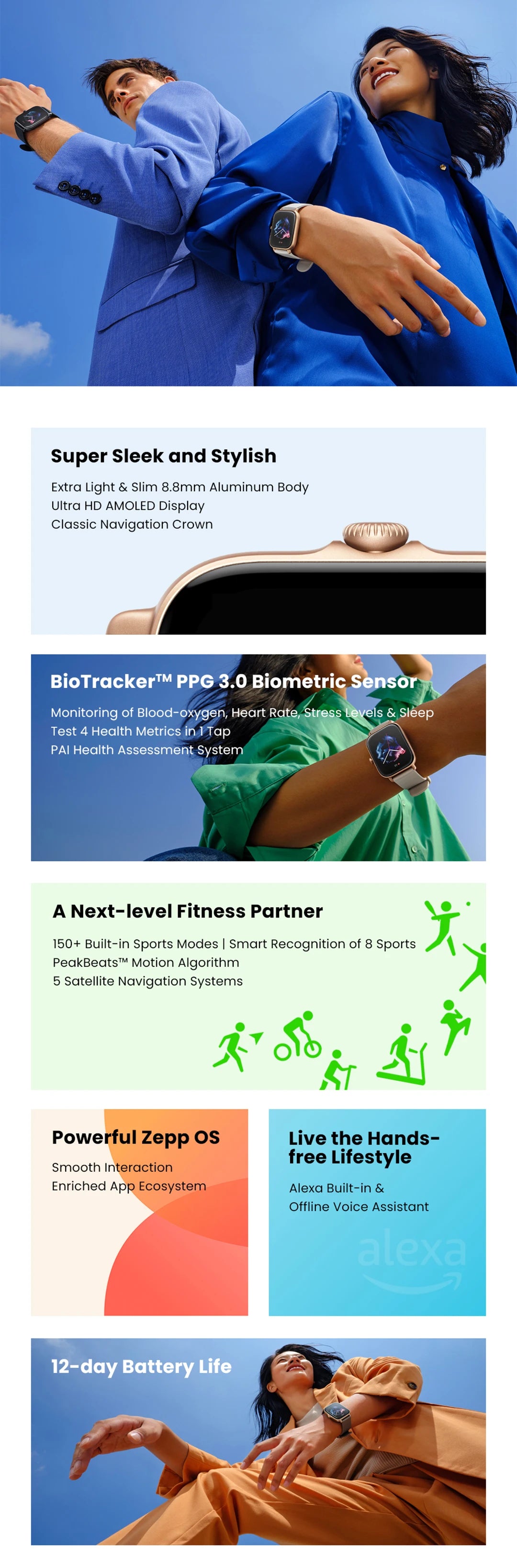 Amazfit GTS 3 Elite – Smartwatch con Pantalla AMOLED & Zepp OS