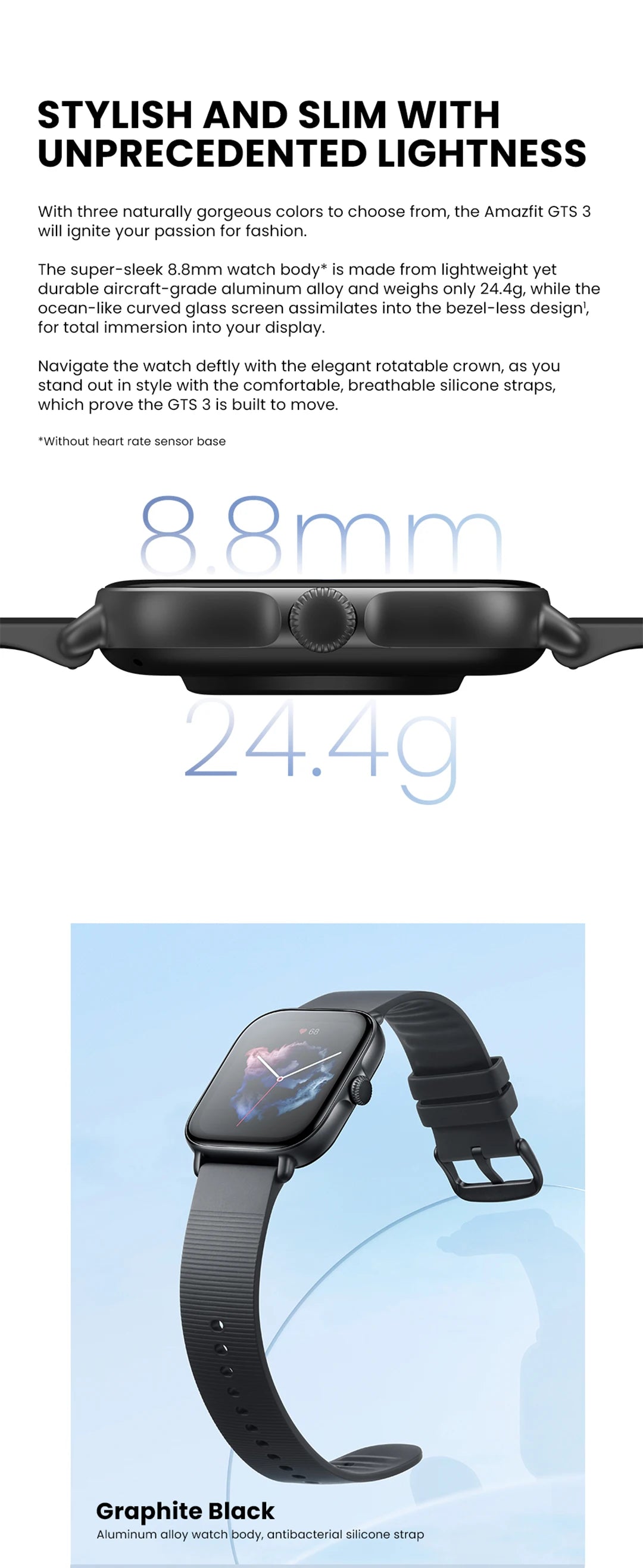 Amazfit GTS 3 Elite – Smartwatch con Pantalla AMOLED & Zepp OS