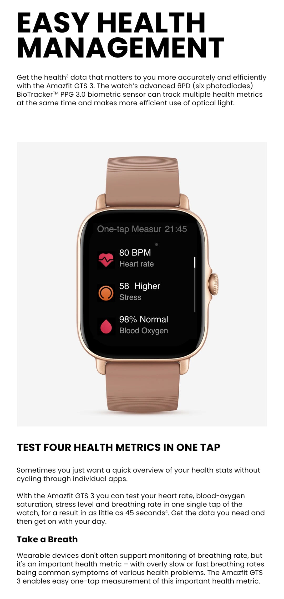 Amazfit GTS 3 Elite – Smartwatch con Pantalla AMOLED & Zepp OS