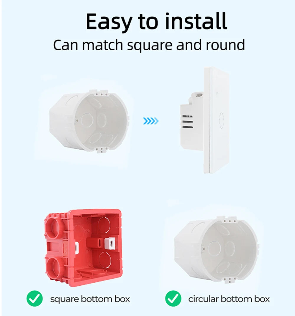 Interruptor Inteligente WiFi Tuya EU – Panel Táctil 220V, Cable Neutro, Compatible con Alexa & Google Home (1-4 Gang)