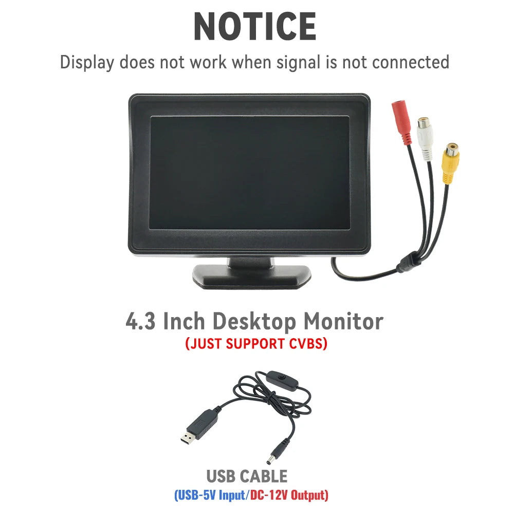 VisionPark 4.3 – Monitor TFT LCD para Cámara de Reversa & Sistema de Estacionamiento