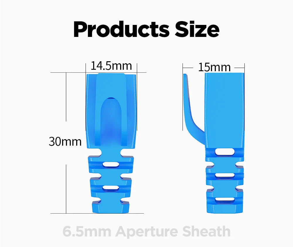 Protectores de Conector RJ45 AMPCOM – Cubiertas para Alivio de Tensión en Cables Ethernet CAT8/CAT7/CAT6A/CAT6/CAT5E