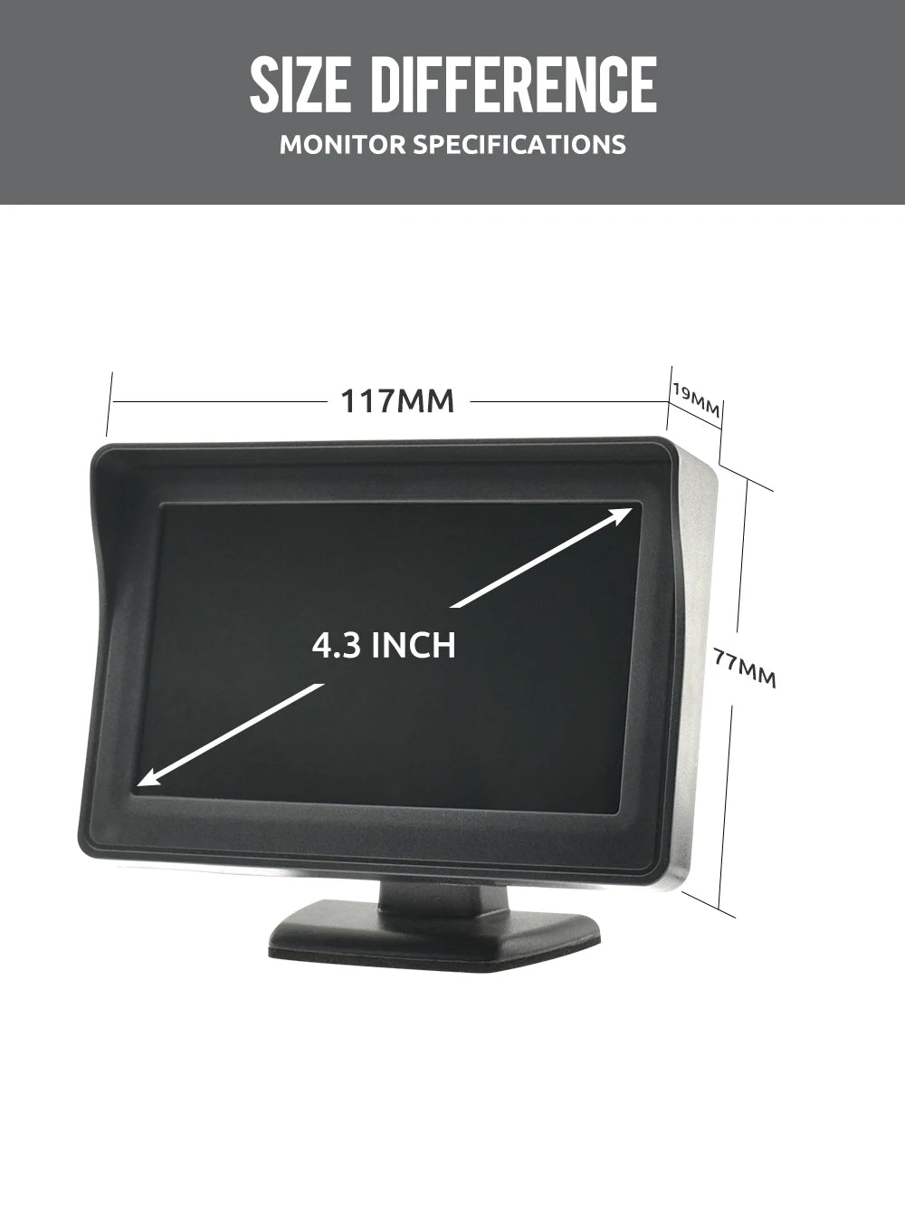 VisionPark 4.3 – Monitor TFT LCD para Cámara de Reversa & Sistema de Estacionamiento