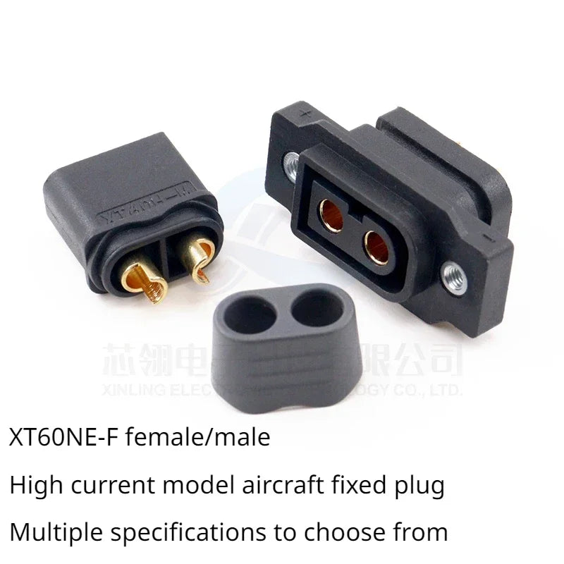 XT60NE-F Conector de Carga para Modelismo – Plug Macho y Hembra, Chapado en Oro, Alta Corriente para ESC