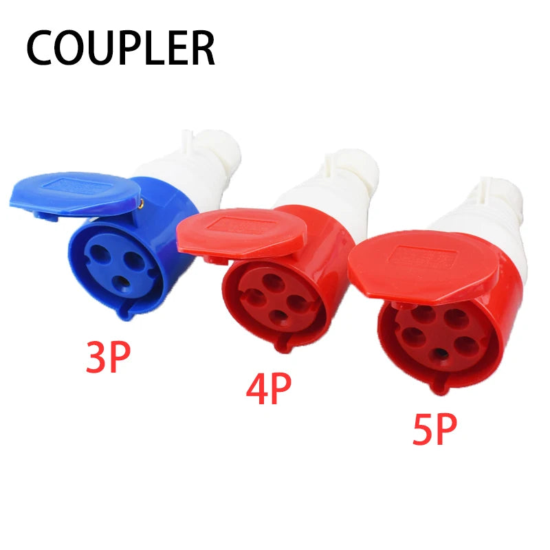 Conector Industrial IP44 Impermeable – Enchufe de Pared para Conexión Eléctrica 16A/32A (3-5 Pines)