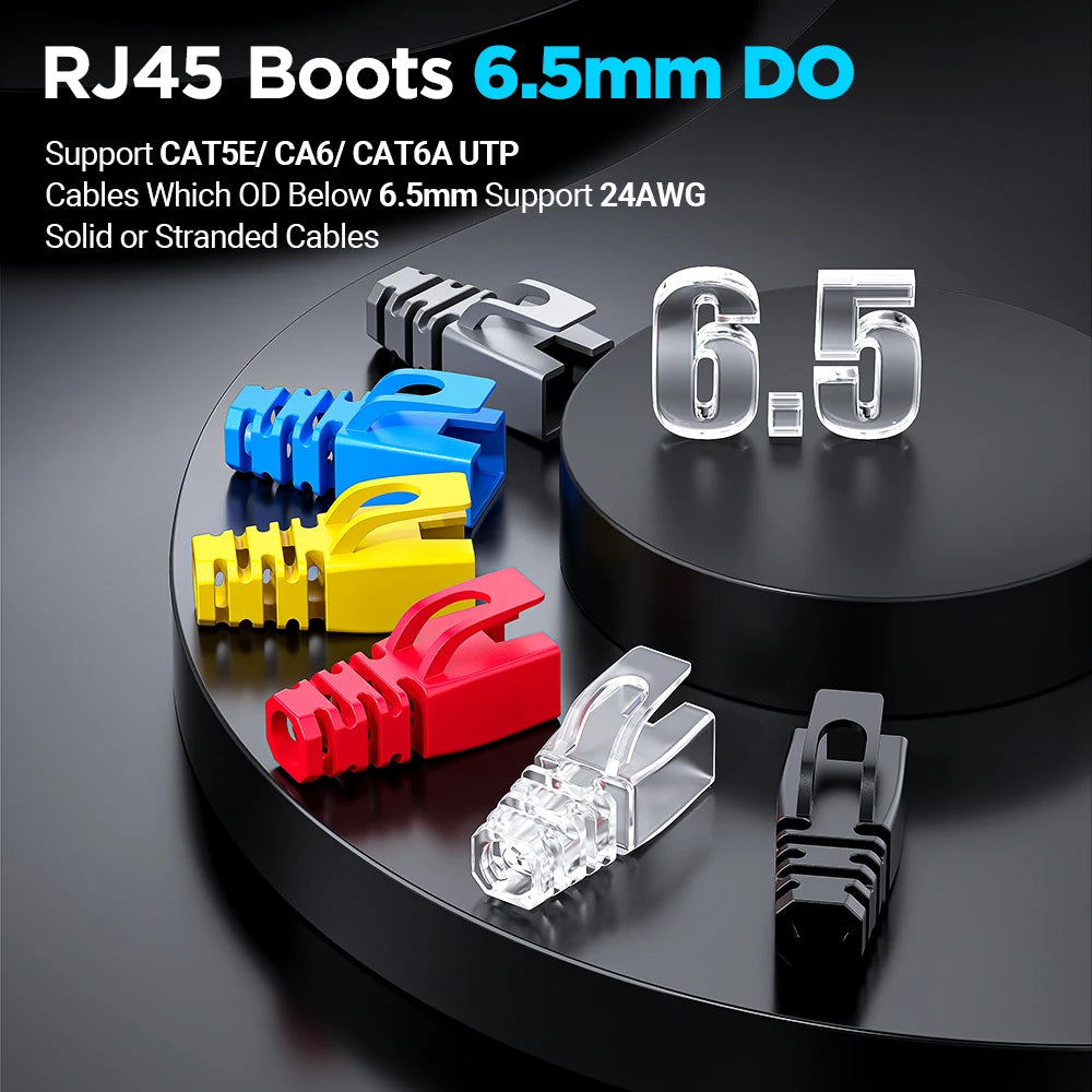 Protectores de Conector RJ45 AMPCOM – Cubiertas para Alivio de Tensión en Cables Ethernet CAT8/CAT7/CAT6A/CAT6/CAT5E