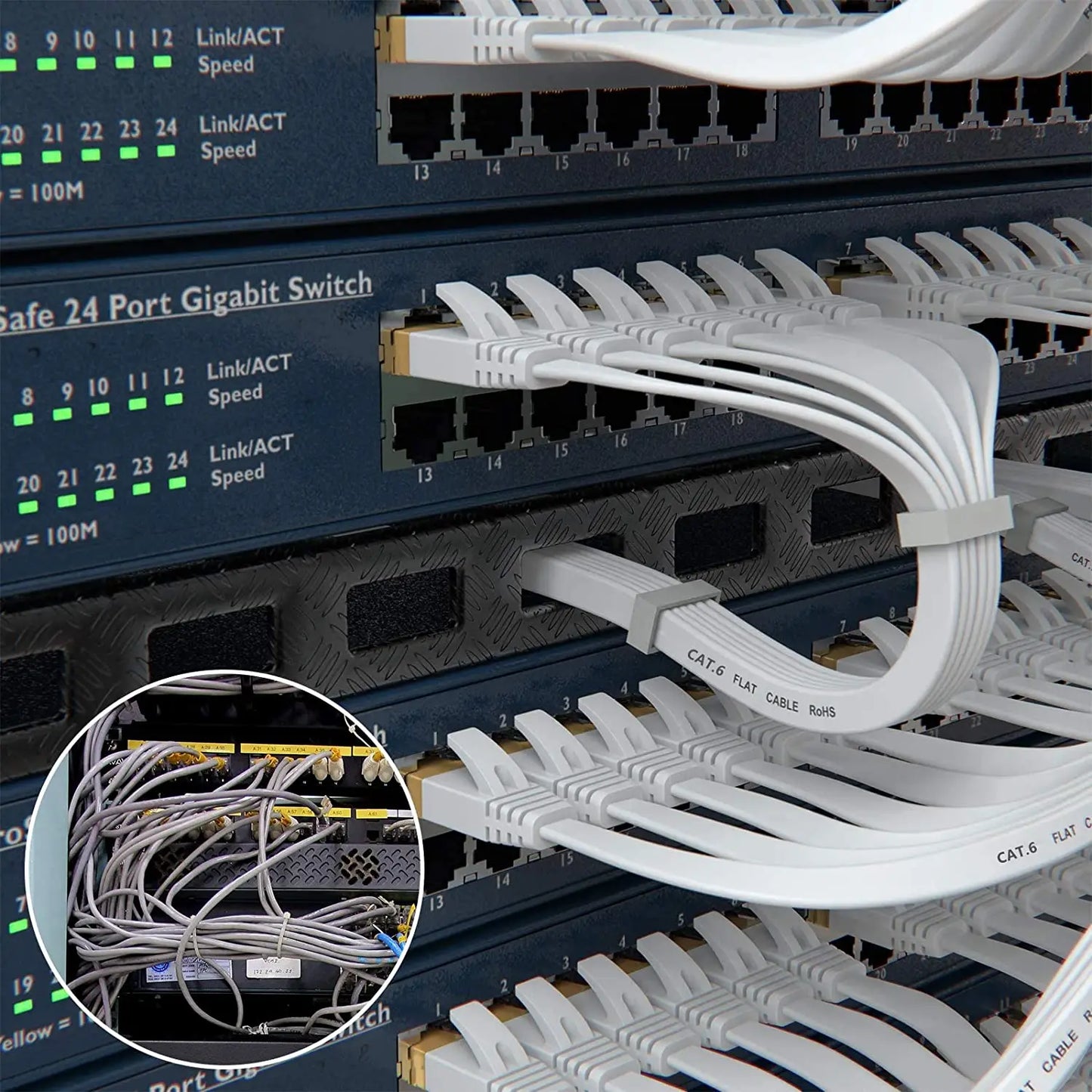 Cable Ethernet Cat 6 Plano – Alta Velocidad, RJ45 para Router y Modem (5M/10M/15M/20M/30M)