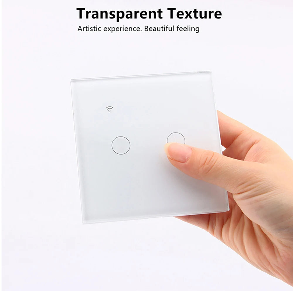 Interruptor Inteligente WiFi Tuya EU – Panel Táctil 220V, Cable Neutro, Compatible con Alexa & Google Home (1-4 Gang)