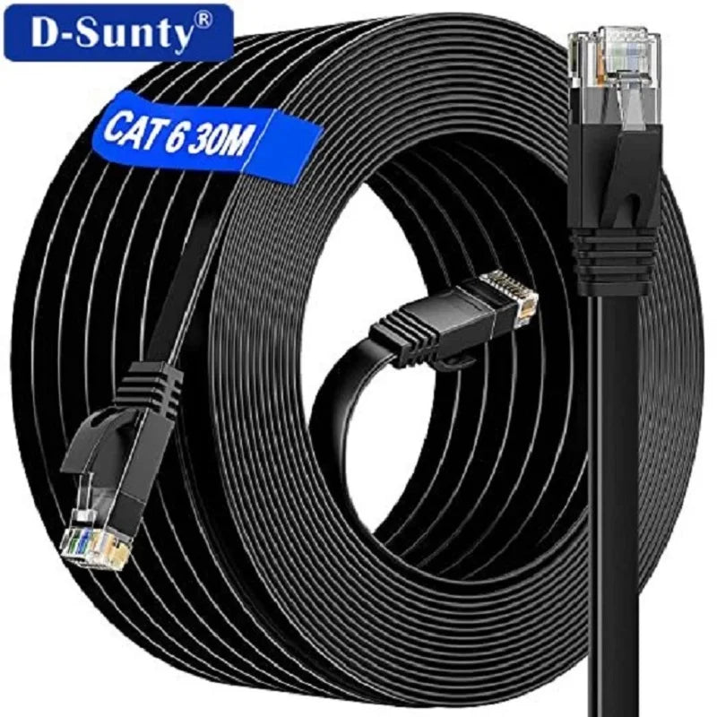 Cable Ethernet Cat 6 Plano – Alta Velocidad, RJ45 para Router y Modem (5M/10M/15M/20M/30M)