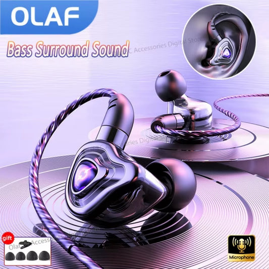 DAC Type C/3.5Mm Headphones Wired Earbuds Handsfree Headset Gamer Hifi 9D Bass Stereo In-Ear Cable Earphones for Smartphone
