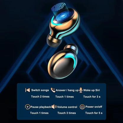 New F9 Bluetooth Headphones 9D Stereo High Bass Sport Earphones Handfree Touch Control Tws Wireless Earbuds Waterproof Headset