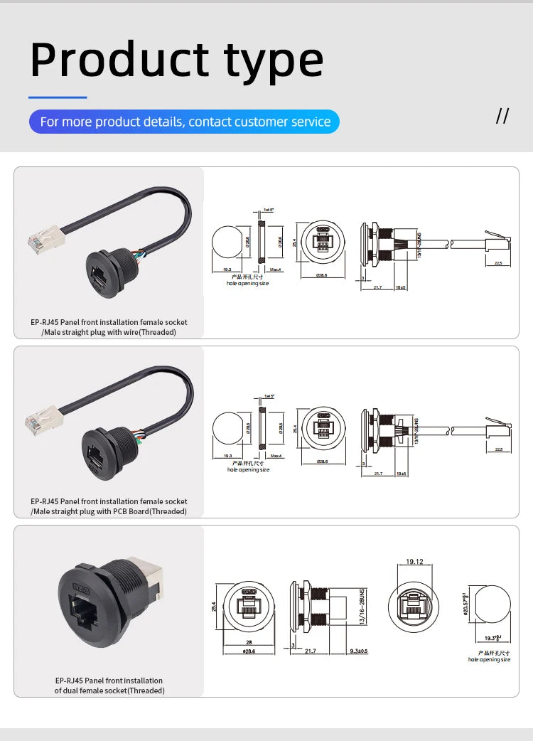 Adaptador de Montaje en Panel RJ45 IP68 – Conector Impermeable para Redes Ethernet CAT5E/CAT6A
