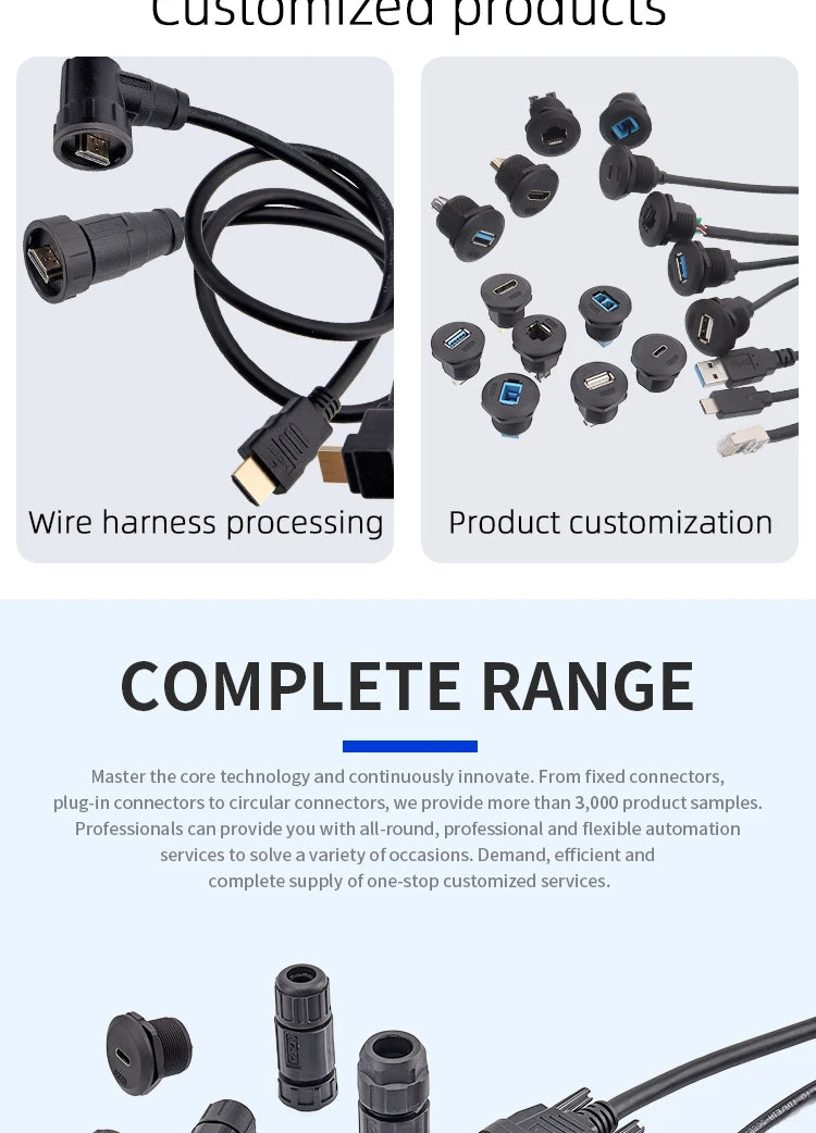 Adaptador de Montaje en Panel RJ45 IP68 – Conector Impermeable para Redes Ethernet CAT5E/CAT6A