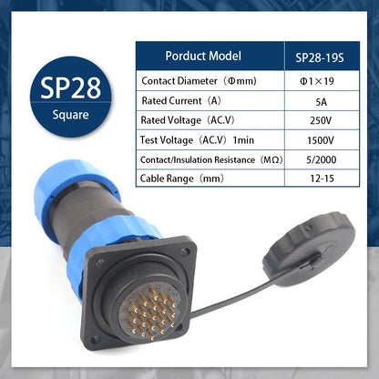 Conector de Aviación Industrial IP68 SP28 – Enchufe Impermeable y Sellado para Aplicaciones Profesionales