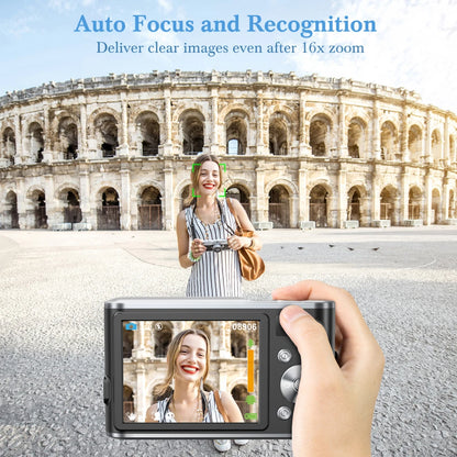 4K Auto Focus Front And Rear Dual Lens Camera Digital Camera, Selfie Camera, Front Camera For Students, 16x Efficient Zoom