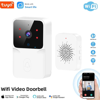 - Video Timbre WiFi Tuya – Cámara Inalámbrica de Seguridad, Compatible con Alexa & Google, Alimentación DC/AC/Batería