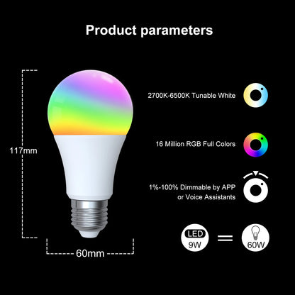 TNCE SmartGlow – Bombilla LED RGB con Bluetooth & WiFi