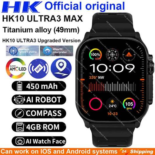 HK10 Ultra 3 MAX Pro – Smartwatch con Pantalla AMOLED & 4G