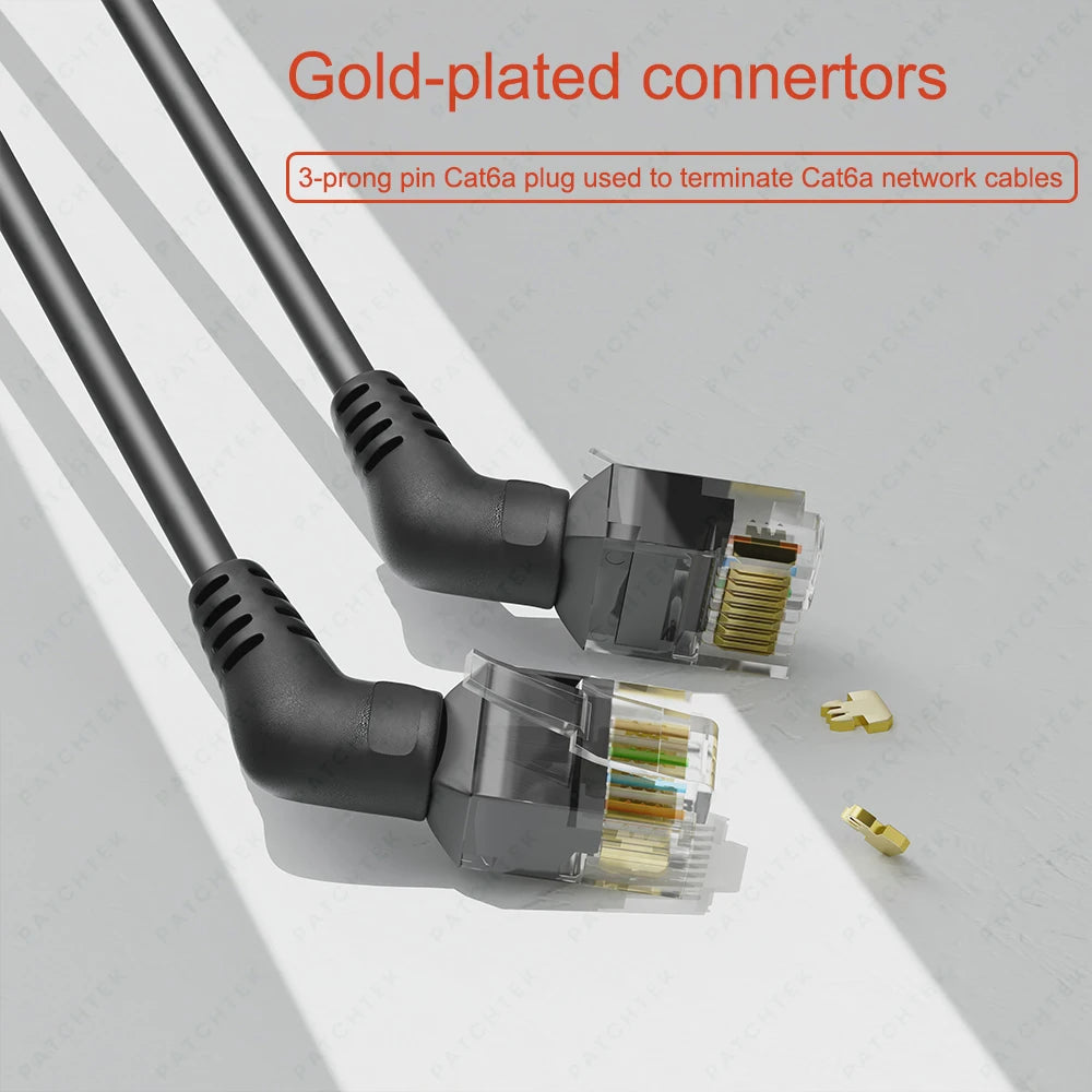 Cable Ethernet CAT6A COMNEN 10Gbps – Patch Cord RJ45 Giratorio 90°/360° para Laptop, PC y Router