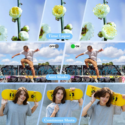 4K Auto Focus Front And Rear Dual Lens Camera Digital Camera, Selfie Camera, Front Camera For Students, 16x Efficient Zoom