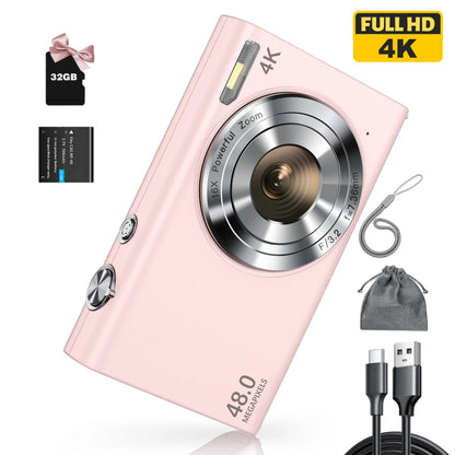 4K Digital Camera, Autofocus UHD Vlogging Camera with 32GB Card, 48MP 16X Digital Zoom Digital Camera Anti-Shake Portable Camera