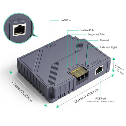 - EDUP PoE Injector 2 en 1 Starlink V3 – Convertidor de Corriente DC Seguro con Protección contra Picos y ESD (150W)