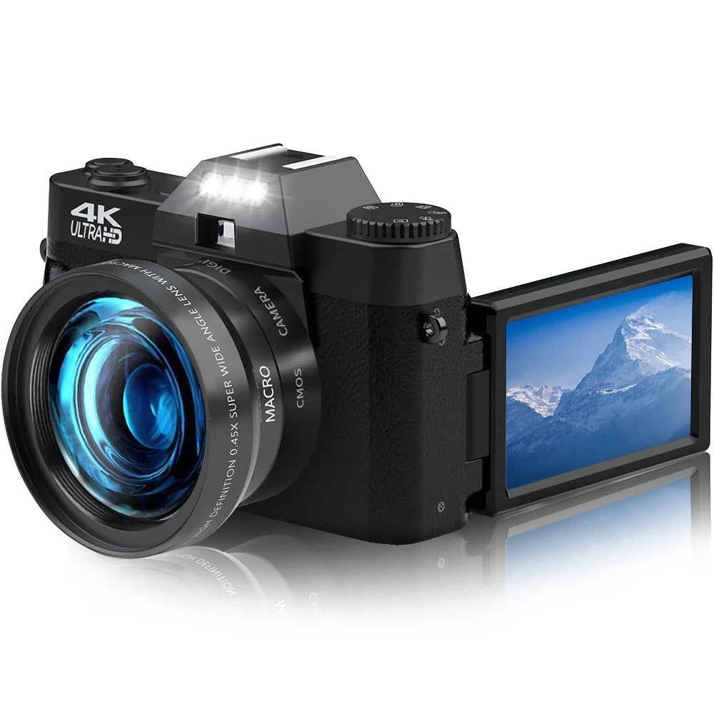 4K Digital Camera 48MP 16X Digital Zoom 3'' Flip Screen WiFi Web Camcorder Vintage Photography Compact Professional Video Camera