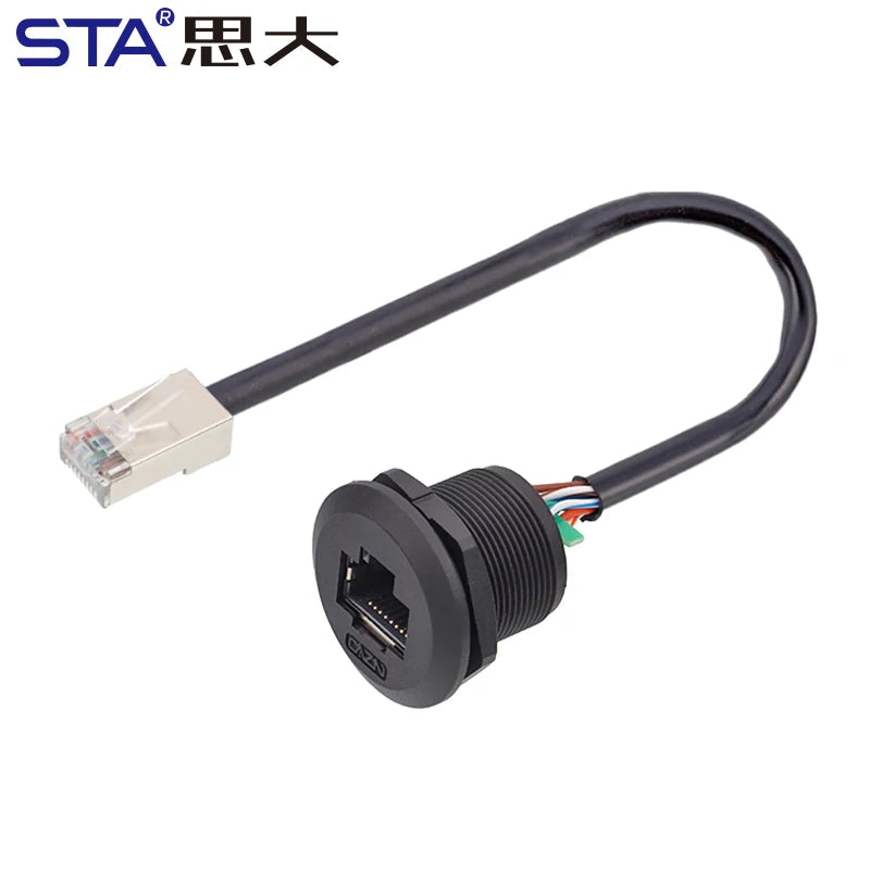 Adaptador de Montaje en Panel RJ45 IP68 – Conector Impermeable para Redes Ethernet CAT5E/CAT6A
