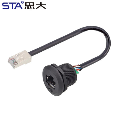 Adaptador de Montaje en Panel RJ45 IP68 – Conector Impermeable para Redes Ethernet CAT5E/CAT6A