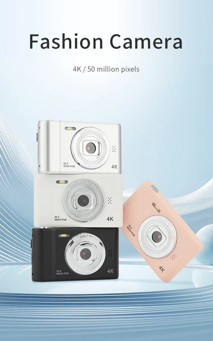 4K Digital Camera Travel Selfie Camara 50 Megapixels Zoom HD Photography 2.4inch Screen Entry-Level Kids Campus Mini Retro Cam
