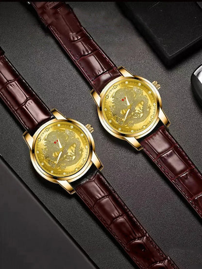 GoldenDragon Elite – Reloj de Negocios con Diseño Exclusivo