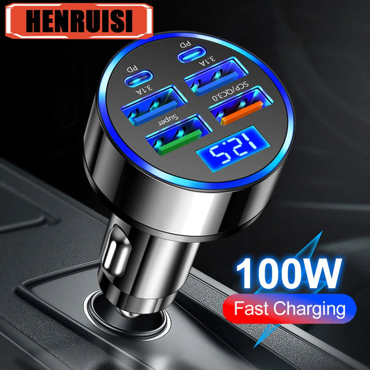 PowerDrive 100W Max – Cargador Rápido con 6 Puertos USB-C & QC3