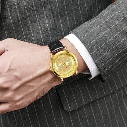 GoldenDragon Elite – Reloj de Negocios con Diseño Exclusivo