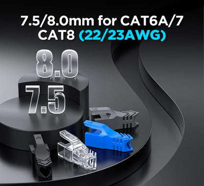 Protectores de Conector RJ45 AMPCOM – Cubiertas para Alivio de Tensión en Cables Ethernet CAT8/CAT7/CAT6A/CAT6/CAT5E
