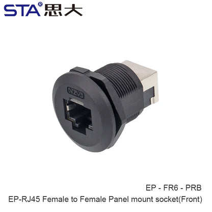 Adaptador de Montaje en Panel RJ45 IP68 – Conector Impermeable para Redes Ethernet CAT5E/CAT6A