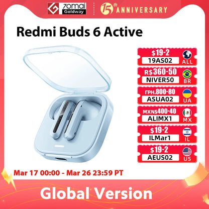 Xiaomi Redmi Buds 6 Active – Auriculares TWS Bluetooth 5.4, Cancelación de Ruido y Batería de 30 Horas