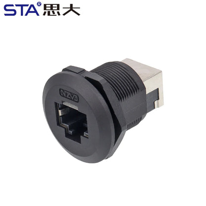 Adaptador de Montaje en Panel RJ45 IP68 – Conector Impermeable para Redes Ethernet CAT5E/CAT6A