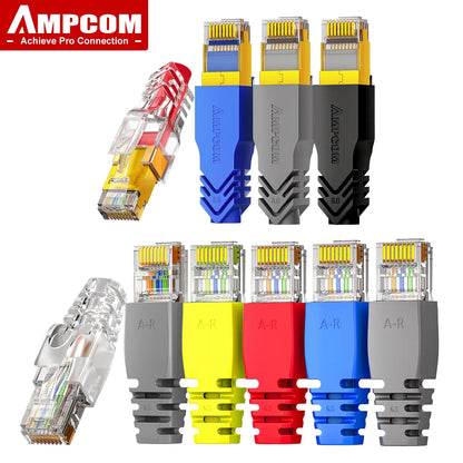 Protectores de Conector RJ45 AMPCOM – Cubiertas para Alivio de Tensión en Cables Ethernet CAT8/CAT7/CAT6A/CAT6/CAT5E