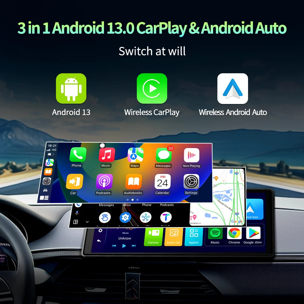 VisionDrive E64 – Cámara Dash Android 13 con CarPlay & GPS Integrado