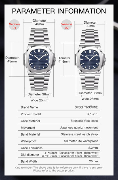 Specht & Söhne ChronoSport 5711 – Reloj Deportivo Clásico Resistente al Agua