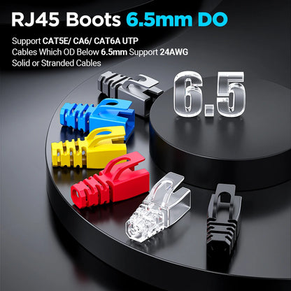 Protectores de Conector RJ45 AMPCOM – Cubiertas para Alivio de Tensión en Cables Ethernet CAT8/CAT7/CAT6A/CAT6/CAT5E