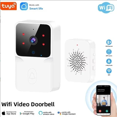 - Video Timbre WiFi Tuya – Cámara Inalámbrica de Seguridad, Compatible con Alexa & Google, Alimentación DC/AC/Batería