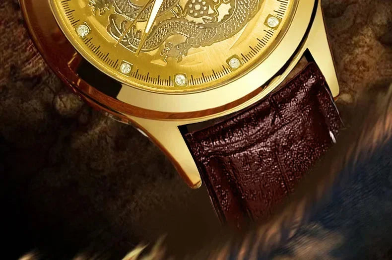 GoldenDragon Elite – Reloj de Negocios con Diseño Exclusivo