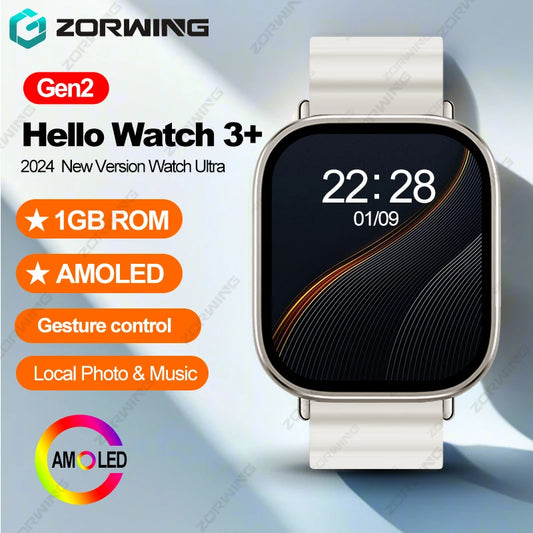 Hello Watch 3 Plus Ultra – Smartwatch AMOLED con Brújula & Música Local