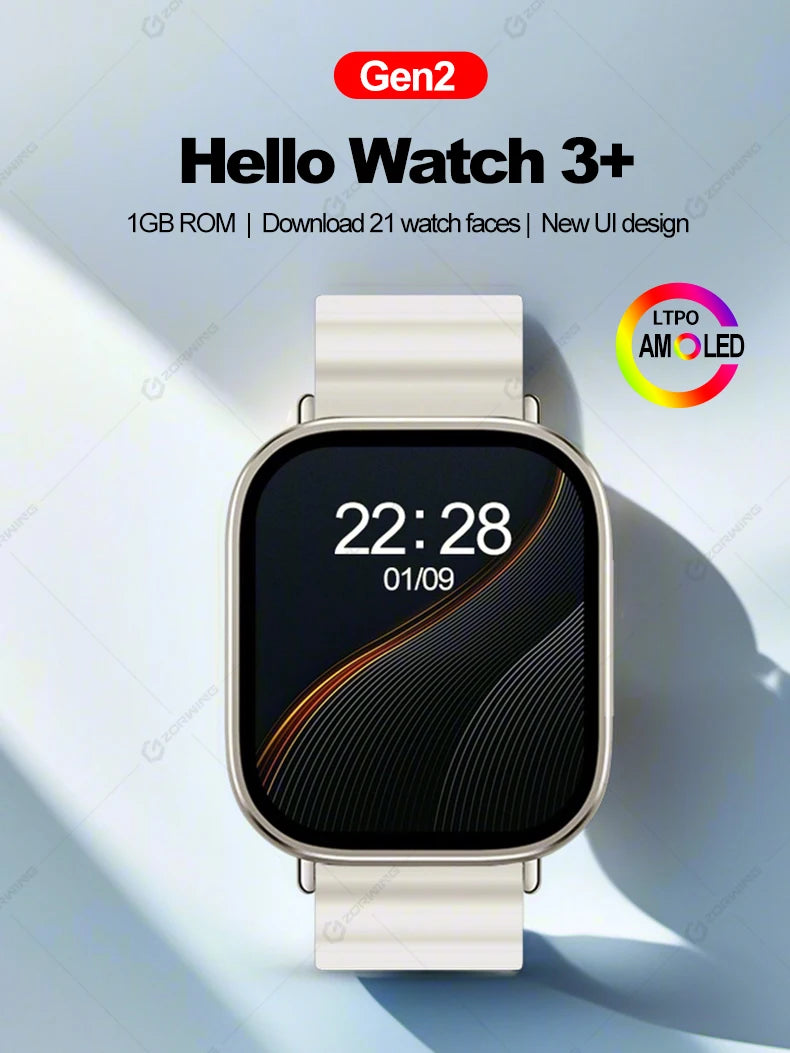 Hello Watch 3 Plus Ultra – Smartwatch AMOLED con Brújula & Música Local