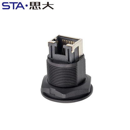 Adaptador de Montaje en Panel RJ45 IP68 – Conector Impermeable para Redes Ethernet CAT5E/CAT6A