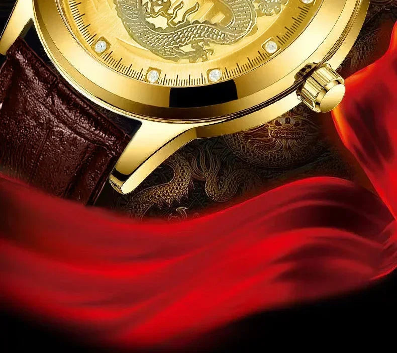 GoldenDragon Elite – Reloj de Negocios con Diseño Exclusivo