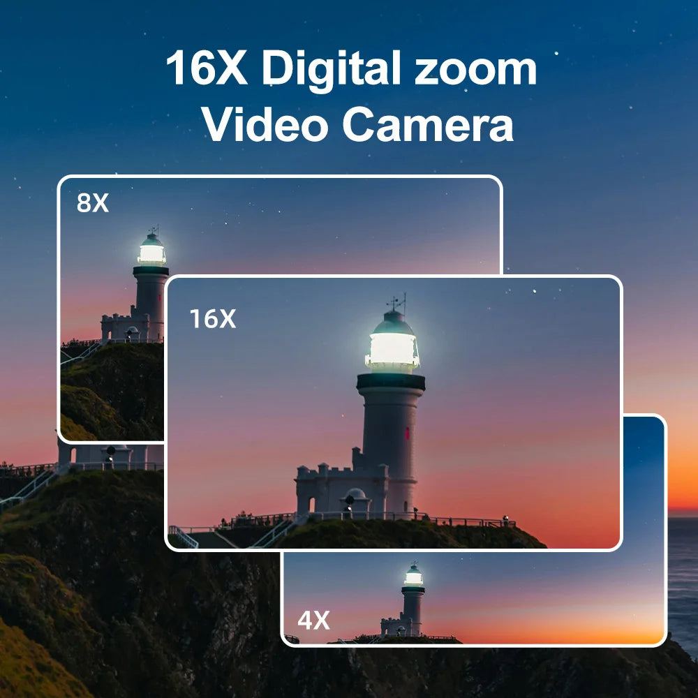 4K Digital Camera 48MP 16X Digital Zoom 3'' Flip Screen WiFi Web Camcorder Vintage Photography Compact Professional Video Camera