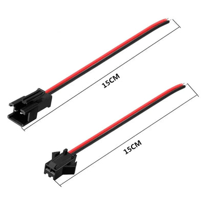 Set de 10 Pares JST SM 2 Pines – Conector Macho y Hembra para Tiras LED, Cable Pigtail de 15CM
